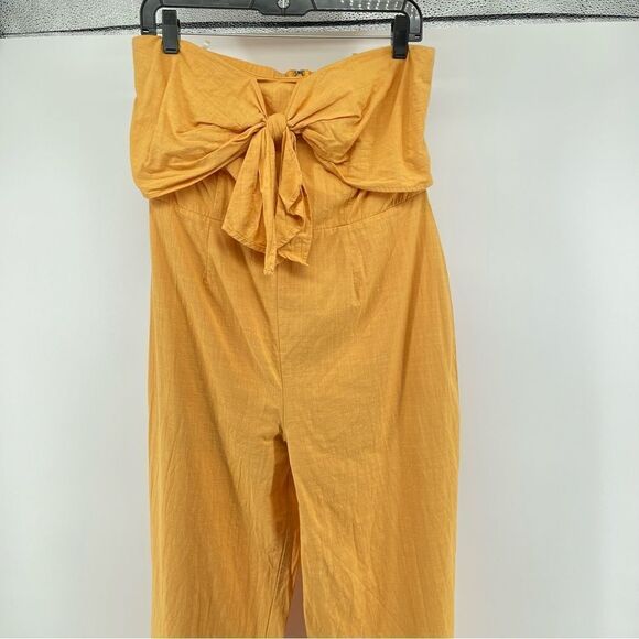 Favlux Fashion Women’s Yellow Sleeveless Tie Front Straight Leg Jumpsuit Large - Picture 3 of 16